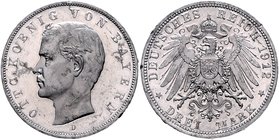 Bayern 3 Mark 1912 D Materialprobe in Zink mit dünner Aluminium-Plattierung, Rand glatt ohne Randschrift J. zu 47. Schaaf 47M1. 
9,3 g, kleine Flecke...
