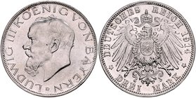 Bayern Ludwig III. 1913-1918 3 Mark 1914 D J. 52. 
 f.st