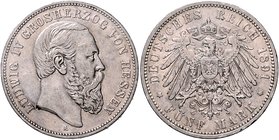 Hessen Ludwig IV. 1877-1892 5 Mark 1891 A J. 71. 
 ss