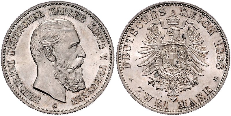 Preussen Friedrich III. 1888-1888 2 Mark 1888 A J. 98. 
 vz-st