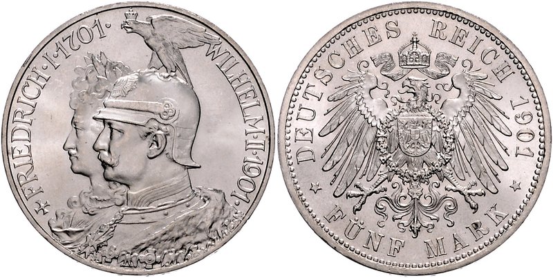 Preussen Wilhelm II. 1888-1918 5 Mark 1901 (A) Zum 200-jährigen Bestehen des Kön...