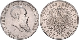Sachsen - Meiningen Georg II. 1866-1915 5 Mark 1901 D Zum 75. Geburtstag des Herzogs J. 150. 
 ss-vz