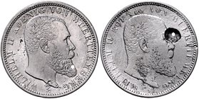 Württemberg Wilhelm II. 1891-1918 2 Mark o.J. Probe Kopplung zweier Portraitseiten, Vorder- und Rückseite 180 Grad gegeneinander verdreht. Rand glatt,...
