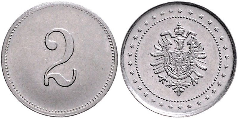 Kaiserreich Kleinmünzen 2 Pfennig o.J. Probe Andere Gestaltung der Vorder- und R...