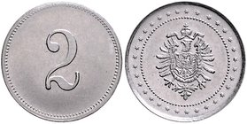Kaiserreich Kleinmünzen 2 Pfennig o.J. Probe Andere Gestaltung der Vorder- und Rückseite, Geschwungene Wertzahl ohne Wertbezeichnung / Adler, darum Pu...