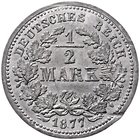 Kaiserreich Kleinmünzen 1/2 Mark 1877 Probe der Wertseite Exemplar der Sammlung Beckenbauer J. zu 8. Schaaf 8G9. 
Blei, 0,9 g ss-vz