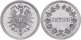 Kaiserreich Kleinmünzen Probe in 1 Mark Größe Adlerseite mit Randstab und Perlkreis, Rückseite JETON im Blätterkranz J. zu7/9. Schaaf -. Beckenb. -. ...