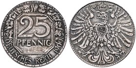Kaiserreich Kleinmünzen 25 Pfennig 1909 A Motivprobe: Völlig andere Gestaltung der Vorder- und Rückseite. Kopplung der Vorderseite von Schaaf 18G19 mi...