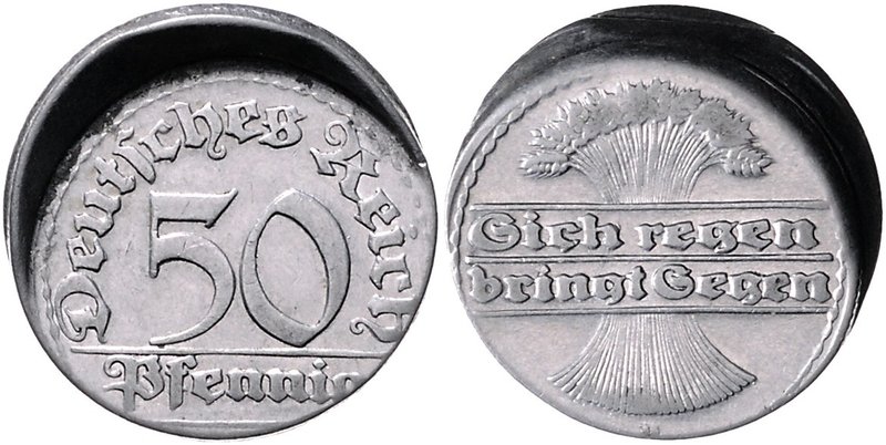 Ersatzmünzen des 1. Weltkrieges 50 Pfennig o.J. Fehlprägung: ca. 20% dezentriert...