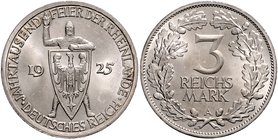 Weimarer Republik 3 Reichsmark 1925 A Zur Jahrtausendfeier der Rheinlande J. 321. 
 vz