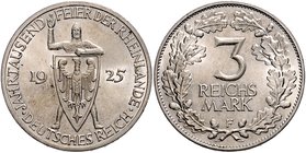 Weimarer Republik 3 Reichsmark 1925 F Zur Jahrtausendfeier der Rheinlande J. 321. 
 vz