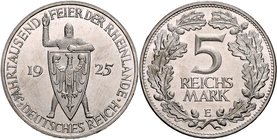 Weimarer Republik 5 Reichsmark 1925 E Zur Jahrtausendfeier der Rheinlande J. 322. 
ber. vz