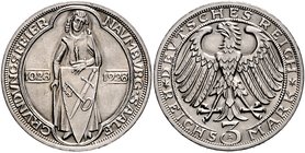 Weimarer Republik 3 Reichsmark 1928 A 900 Jahre Naumburg an der Saale J. 333. 
 f.st