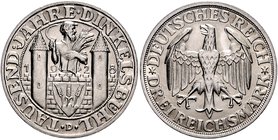 Weimarer Republik 3 Reichsmark 1928 D 1000 Jahre Dinkelsbühl J. 334. 
winz.Rf. f.st