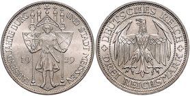 Weimarer Republik 3 Reichsmark 1929 E 1000 Jahre Burg und Stadt Meißen J. 338. 
 vz-/vz-st