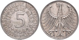 Bundesrepublik Deutschland 5 Deutsche Mark 1958 J J. 387. 
 ss