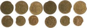 Bundesrepublik Deutschland Lot von 6 Stücken: Fehlprägungen mit Zainenden von 1 Cent 2002 u. 2010 A, 2 Cent 2007 F und 5 Cent 2002 F (2x) u. 2004 F J....