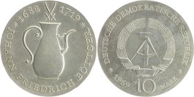 DDR 10 Mark 1969 Zum 250. Todestag von Johann Friedrich Böttger J. 1527. 
ber. f.vz