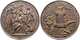 RDR - Österreich Maria Theresia 1740-1780 Bronzemedaille 1743 (unsign.) auf ihre böhmische Krönung zu Prag 
42,7mm 19,3g ss