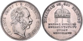 RDR - Länder - Ungarn Franz Joseph I. 1848-1916 Silberjeton 1867 mit Mzz. A für Wien (unsign. v. Tautenhayn) auf seine Krönung zum ungarischen König M...