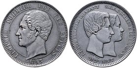 Belgien Leopold I. 1831-1865 Kupfermedaille 1853 (v. Wiener) a.d. Hochzeit des Herzogs v. Brabant 
schwarzblaue Patina 32,6mm 19,7g vz+
