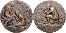 Belgien - Kolonien Bronzemedaille o.J. (v. Witterwulghe) a.d. belgischen Kolonial-Feldzüge im 1. Weltkrieg 
70,8mm 112,0g vz