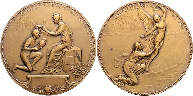 Brasilien Republik Bronzemedaille 1923 a.d. Internationale Ausstellung in Rio de...