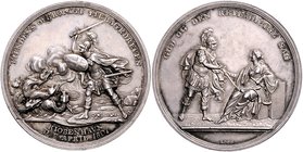 Dänemark Christian VII. 1766-1808 Silbermedaille 1801 (v. Loos) a.d. Verteidigung von Kopenhagen Sommer A 81. 
38,0mm 18,8g vz