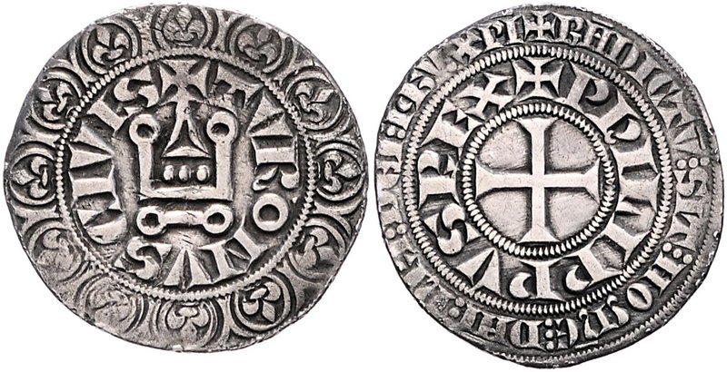 Frankreich Philippe V. 1316-1322 Gros tournois o.J. gut ausgeprägtes Stück in üb...