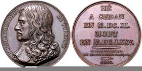 Frankreich Louis XVIII. 1814-1824 Bronze-Suitenmedaille 1819 (v. Gayrard) a.d. Marschall Henri de La Tour d’Auvergne, Vicomte de Turenne 1611-1675, au...