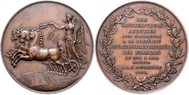 Frankreich Louis XVIII. 1814-1824 Bronzemedaille 1820 (v. Barré) a.d. Siege und ...