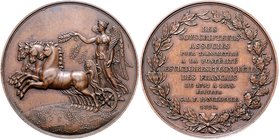 Frankreich Louis XVIII. 1814-1824 Bronzemedaille 1820 (v. Barré) a.d. Siege und Eroberungen Napoléons 1792-1815, mit vertiefter Randschrift 
kl.Rf. 5...