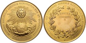 Frankreich III. République 1871-1940 Bronzemedaille o.J. vergoldet (unsign.) Prämie der Nationalen Landwirtschafts-, Produktions- und Handelsakademie,...