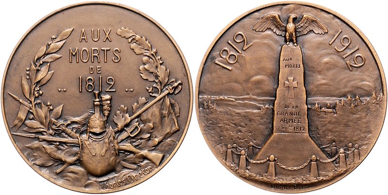 Frankreich III. République 1871-1940 Bronzemedaille 1912 (v. C. Breton) Zum Gede...
