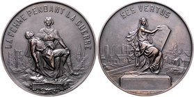 Frankreich III. République 1871-1940 Bronzemedaille o.J. (ca. 1916) (v. Allouard) a.d. Tugenden und Opfer der Frauen während des Krieges. M.d.P. 13F. ...