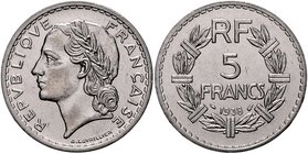Frankreich III. République 1871-1940 5 Francs 1938 Lavrillier en nickel Gad. 760. 
 vz-st