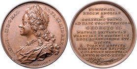 Großbritannien George II. 1727-1760 Bronze-Suitenmedaille 1731 (v. Dassier) a.d. König 
40,9mm 39,3g vz