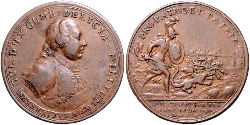 Großbritannien George II. 1727-1760 Bronzemedaille 1745 (v. Wolff) a.d. Einnahme...