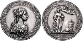 Großbritannien George III. 1760-1820 Silbermedaille 1761 (v. Lorenz Natter) a.d. Krönung seiner Gemahlin Charlotte. Offizielle Krönungsmedaille, Aufla...