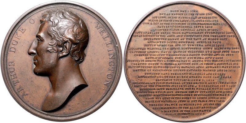 Großbritannien George III. 1760-1820 Bronzemedaille 1819 (v. Webb) a.d. Duke of ...