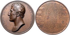 Großbritannien George III. 1760-1820 Bronzemedaille 1819 (v. Webb) a.d. Duke of Wellington 
etwas fleckig 55,5mm 77,3g vz