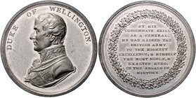 Großbritannien George III. 1760-1820 Zinnmedaille o.J. (unsign.) auf Arthur Duke of Wellington 
45,2mm 25,2g vz