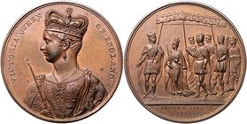Großbritannien Victoria 1837-1901 Bronzemedaille 1838 (v. Barber) auf ihre Krönung am 28. Juni Eimer 1311. 
61,5mm 109,7g vz+