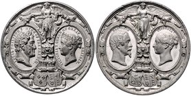 Großbritannien Victoria 1837-1901 Lot von 2 Zinnmedaillen (v. Allen & Moore): 1844 a.d. Besuche Louis Philippe I. v. Frankreich und 1855 Napoleon III....