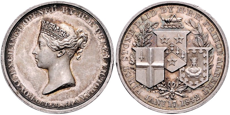 Großbritannien Victoria 1837-1901 Silbermedaille 1844 (v. W. Wyon) Opening of th...