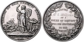 Großbritannien Victoria 1837-1901 Silbermedaille o.J. (v. Taylor) Prämie der Versicherungsgesellschaft für geleistete Dienste, mit Gravur des Ausgezei...