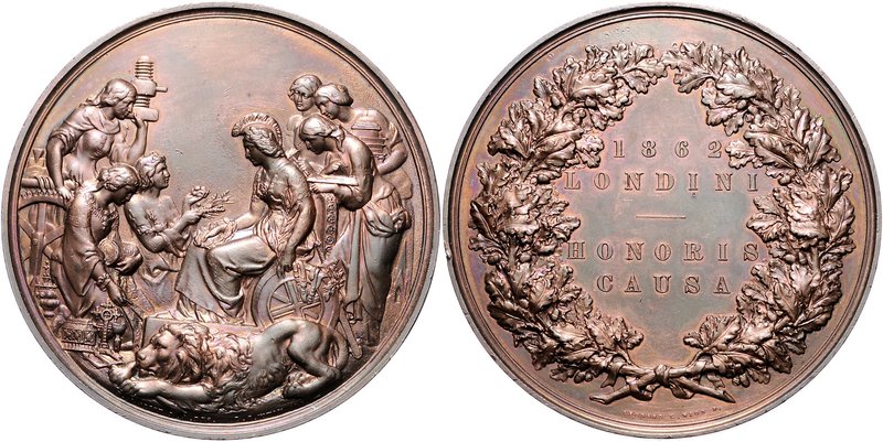 Großbritannien Victoria 1837-1901 Bronzemedaille 1862 (v. Wyon) Preismedaille de...