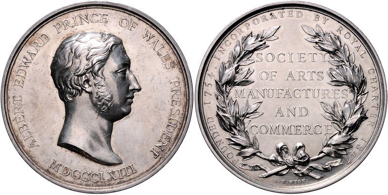 Großbritannien Victoria 1837-1901 Silbermedaille 1863 (v. L.C. Wyon) Preismedail...