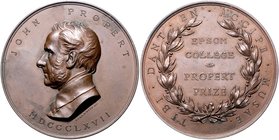 Großbritannien Victoria 1837-1901 Bronzemedaille 1867 (v. J.S & A.B. Wyon) John- Probert-Preismedaille des Epsom Colleges, i.Rd: Gravur des Preisträge...