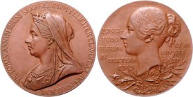 Großbritannien Victoria 1837-1901 Bronzemedaille 1897 (v. T.R.) auf ihr 60-jähriges Regierungsjubiläum 
55,7mm 75,7g vz-st